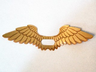 Minifigure Wings Feathered Extended with Center Opening with Gold Feathers Pattern