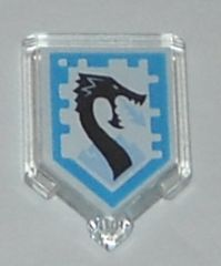 Tile, Modified 2 x 3 Pentagonal with Nexo Power Shield Pattern - Ice Dragon