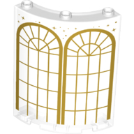 Cylinder Quarter 4 x 4 x 6 with 2 Arched Windows with Gold Frame, Lattice and Sparkles Pattern