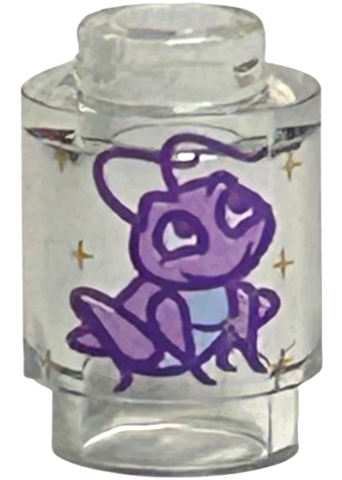 Brick, Round 1 x 1 with Medium Lavender and Dark Purple Cricket and Gold Sparkles Pattern (Mulan Cri-Kee)