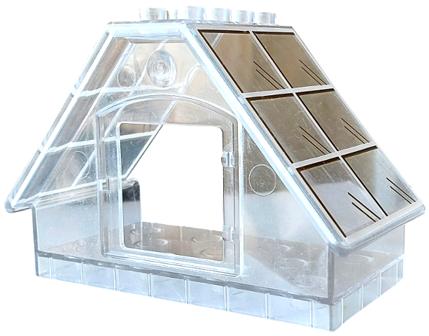 Duplo Roof Sloped 4 x 8 x 5 with Window Opening with Dark Gray and White Window Frames Pattern