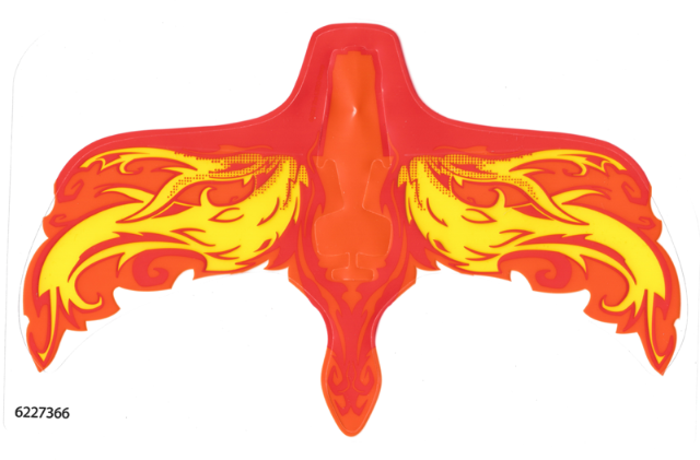Plastic Wings with Yellow and Orange Flames on Red Background Pattern