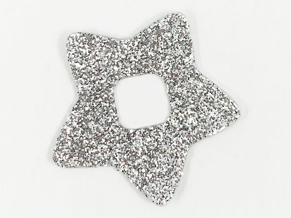 Clikits, Icon Accent Plastic Star 3 1/4 x 3 1/4 with Glued Silver Glitter Pattern