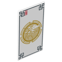 Glass for Window 1 x 4 x 6 with Asian Style Black Border and Gold Mountain with Trees Pattern