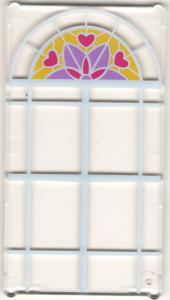 Glass for Window 1 x 4 x 6 with White Lattice, Magenta Hearts and Medium Lavender and Magenta Stylized Flower Pattern