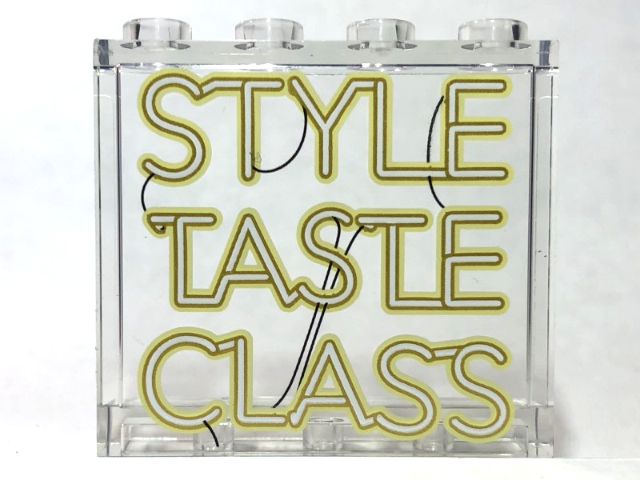 Panel 1 x 4 x 3 with Side Supports - Hollow Studs with 'STYLE TASTE CLASS' Neon Sign Pattern