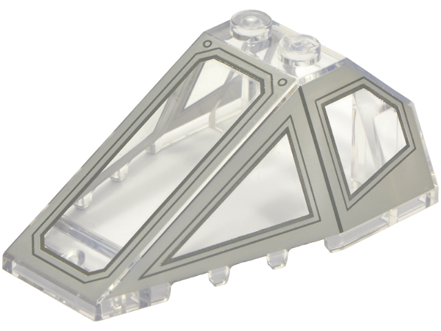 Windscreen 6 x 4 x 2 Canopy with 2 Studs with Light Bluish Gray and Dark Bluish Gray Cockpit Window Frames Pattern