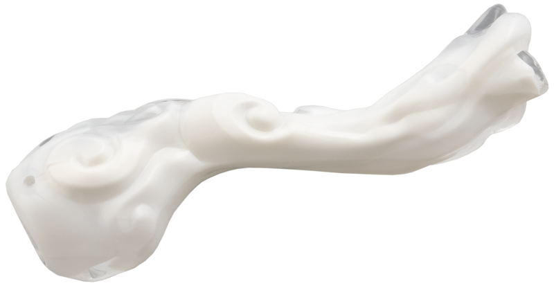 Appendage Smoke with Bar Handle and Hole for Pin, Marbled White Pattern