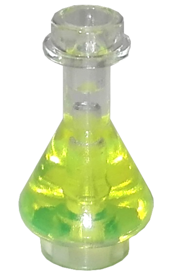 Minifigure, Utensil Bottle, Erlenmeyer Flask with Molded Trans-Neon Green Fluid Pattern