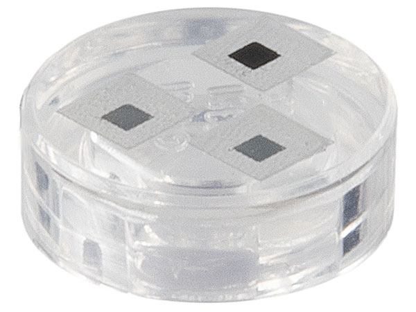 Tile, Round 1 x 1 with Pixelated White Squares with Black and Dark Bluish Gray Centers Pattern (Minecraft Frogspawn)