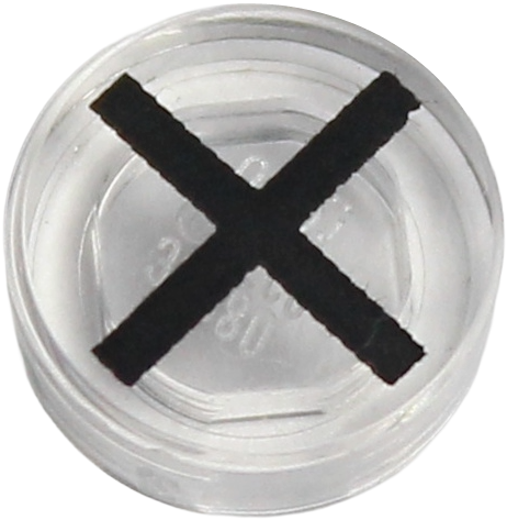 Tile, Round 1 x 1 with Black 'X' Pattern