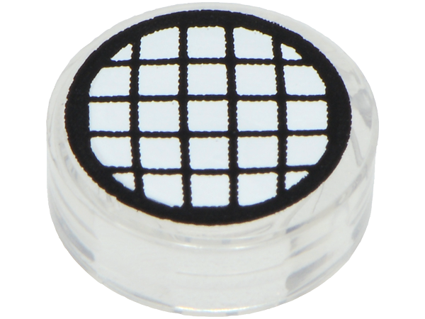 Tile, Round 1 x 1 with Black Grid on White Background Pattern