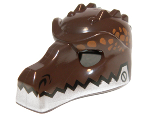 Minifigure, Headgear Mask Crocodile with Silver Lower Jaw Pattern