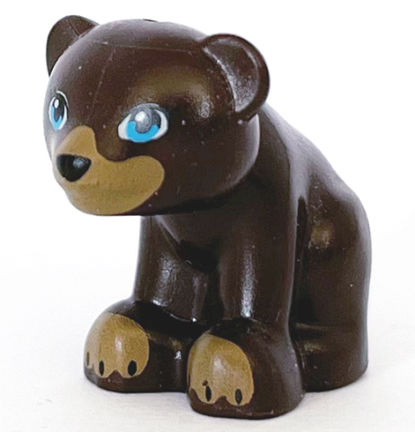 Bear, Friends Style, Baby Cub, Sitting with Black Nose, Dark Azure Eyes and Dark Tan Paws and Muzzle Pattern