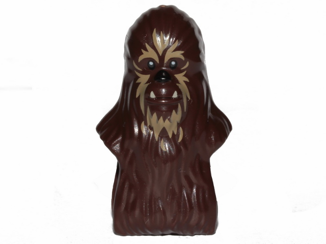 Minifigure, Head, Modified SW Wookiee with Dark Tan Fur Pattern 2
