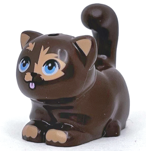 Cat, Friends Style, Large, Sitting with Nougat Markings, Medium Blue Eyes, and Bright Pink Tongue Pattern (Pixel)