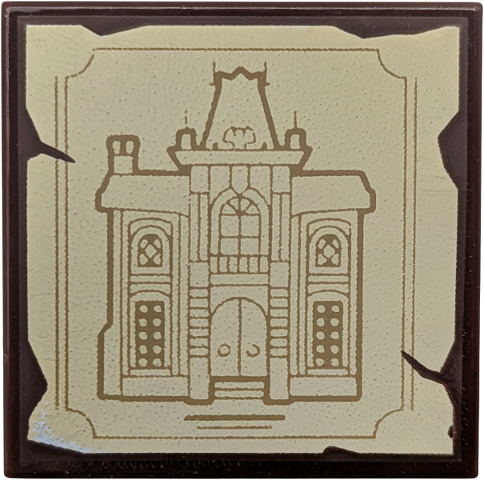 Tile 2 x 2 with Dark Tan Mayor Manor Sketch on Tan Background Pattern