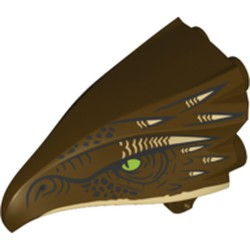 Bird Head Jaw Upper with Dark Brown Beak and Tan Horns Pattern (Hungarian Horntail)