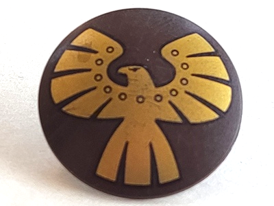 Minifigure, Shield Circular / Round Convex Face with Gold Eagle Pattern