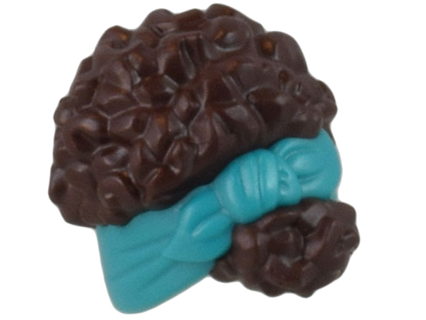 Mini Doll, Hair Coiled, Pulled Up with Molded Dark Turquoise Head Wrap Pattern