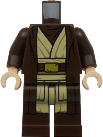 Body SMART Minifigure, Torso with Dark Brown Hips and Legs with SW Obi-Wan Kenobi Tunic, Belt and Robe Pattern / Dark Brown Arms / Light Nougat Hands