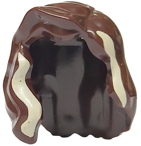 Minifigure, Hair Female Mid-Length with Part over Right Shoulder with Tan Medium Length Highlights Pattern