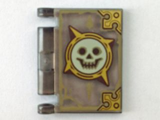 Minifigure, Utensil Book Cover with Gold Circle with Spikes, White Smiling Skull, Dark Tan Highlights Pattern (Nexo Knights Book of Chaos)