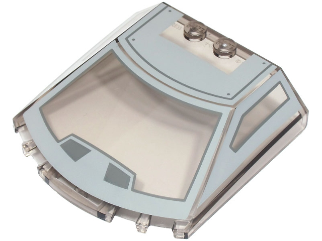 Windscreen 6 x 6 x 1 1/3 Straight Sides with Dark Bluish Gray Window Frame Outline and Light Bluish Gray Roof with 4 Dots Pattern