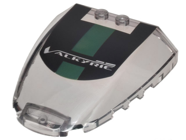 Windscreen 6 x 7 x 1 1/3 with Black Roof and Dark Green Stripe, 'VALKYRIE' Logo Decal Pattern