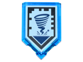 Tile, Modified 2 x 3 Pentagonal with Nexo Power Shield Pattern - Sword Tornado