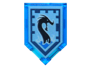 Tile, Modified 2 x 3 Pentagonal with Nexo Power Shield Pattern - Sea Dragon