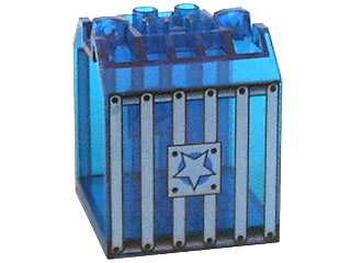 Container, Box Open Ended 4 x 4 x 4 with 1 Locking Hinge Finger on Each End with Jail Bars and Star Pattern