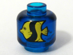 Minifigure, Head without Face with Yellow and Black Fish Pattern
