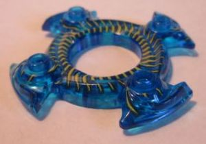 Ring 4 x 4 with 2 x 2 Hole and 4 Swirl Ends with Yellow Scales Pattern (Ninjago Spinner Crown)