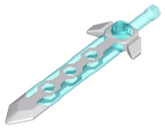 Minifigure, Weapon Sword, Long with Molded Flexible Rubber Light Bluish Gray Tip and Angular Crossguard Pattern