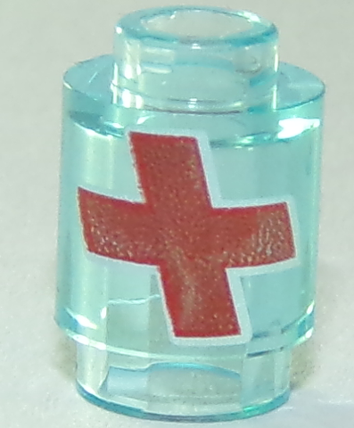 Brick, Round 1 x 1 with Red Cross with White Outline Pattern (Overwatch Health Pack)