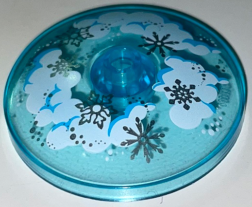 Dish 4 x 4 Inverted (Radar) with Open Stud with Clouds and Snowflakes Pattern