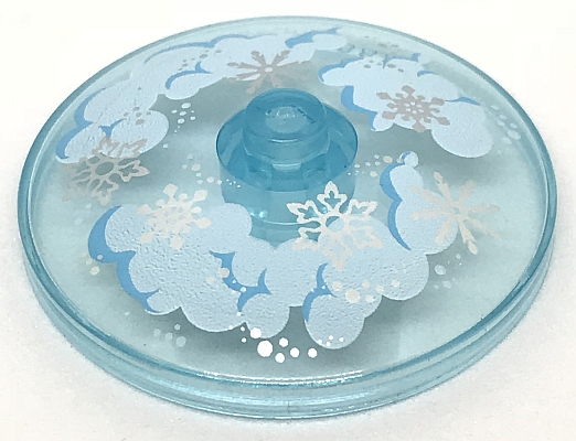 Dish 4 x 4 Inverted (Radar) with Solid Stud with Clouds and Snowflakes Pattern