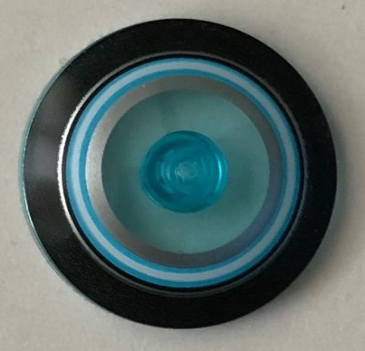 Dish 4 x 4 Inverted (Radar) with Solid Stud with Black, Dark Azure, Silver, and White Concentric Circles Pattern