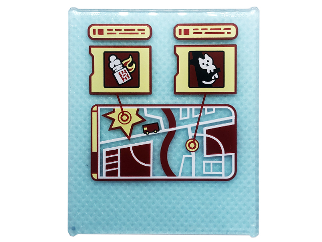 Glass for Window 1 x 6 x 6 Flat Front with Bright Light Yellow, Red, and White GPS Map Screen, Cat, and Popcorn Pattern