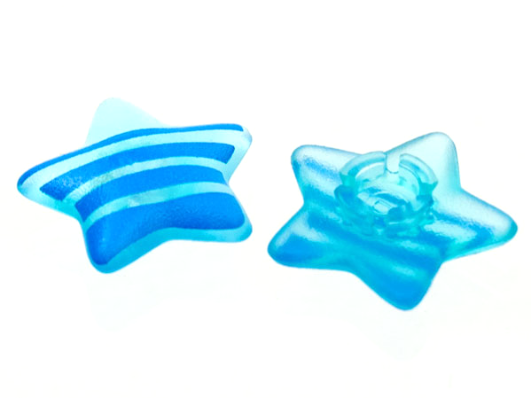 Clikits, Icon Star 2 x 2 Small with Pin, Frosted with Blue Stripes Pattern