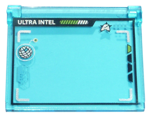 Glass for Window 1 x 4 x 3 - Opening with Computer Screen with Silver 'ULTRA INTEL' and Ultra Agents Logo Pattern
