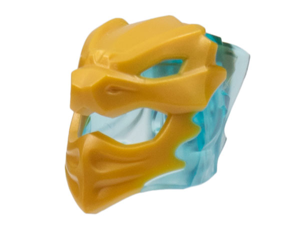 Minifigure, Headgear Helmet with Flames on Back with Molded Pearl Gold Dragon Face Pattern