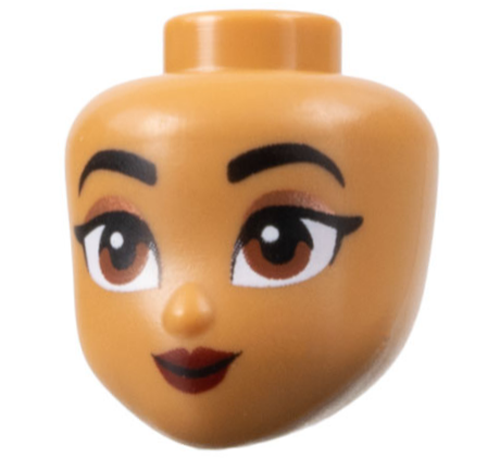 Mini Doll, Head Friends with Black Eyebrows, Copper Eye Shadow, Reddish Brown Eyes, Dark Red Pursed Lips Pattern