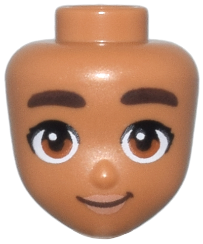 Mini Doll, Head Friends with Dark Brown Thick Eyebrows, Dark Orange Eyes, Nougat Lips, and Closed Mouth Smile Pattern