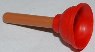 Minifigure, Utensil Plunger with Molded Flexible Rubber Red Cup Pattern