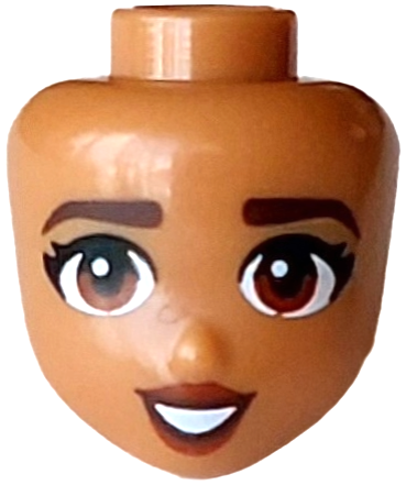 Mini Doll, Head Friends with Dark Brown Eyebrows, Reddish Brown Eyes and Lips, Open Mouth Smile with Teeth Pattern