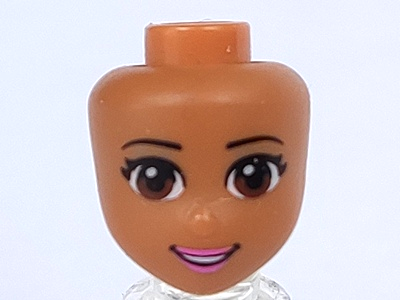 Mini Doll, Head Friends with Brown Eyes, Eyelashes, Bright Pink Lips and Open Mouth Pattern