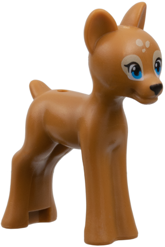 Deer, Friends Style, Baby Fawn with Medium Azure Eyes, Black Eyelashes and Nose, Tan Eye Patches and Spots Pattern