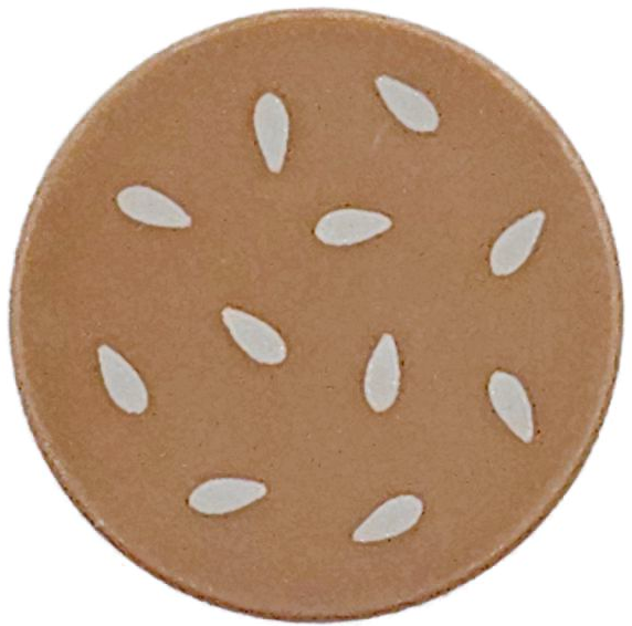 Tile, Round 2 x 2 with Bottom Stud Holder with Tan Sesame Seeds Pattern